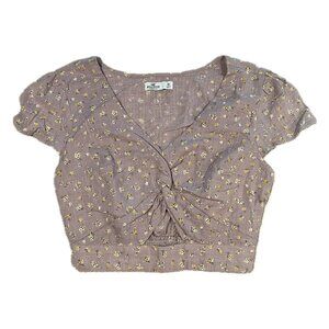 Hollister Keyhole Crop Top - Purple Floral - Size Medium - NWOT